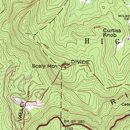 Topographic Map of Scaly Mountain, NC