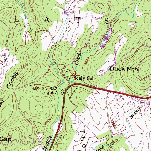 Topographic Map of Scaly School, NC