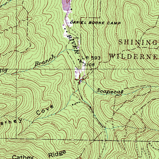 Topographic Map of Scapecat Branch, NC