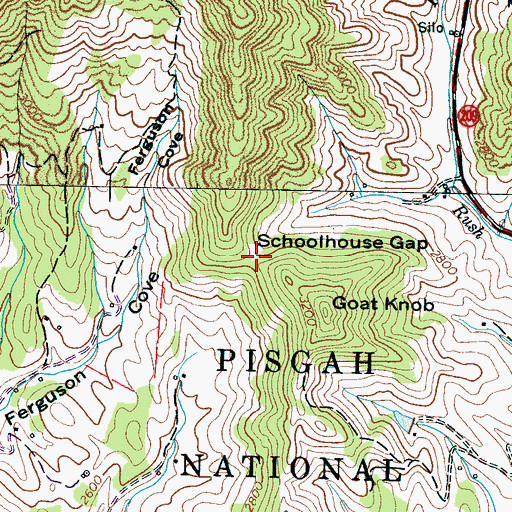 Topographic Map of Schoolhouse Gap, NC