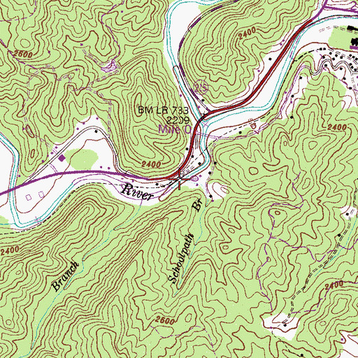 Topographic Map of Schoolpath Branch, NC