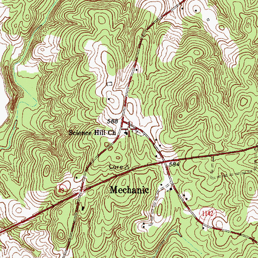 Topographic Map of Science Hill Church, NC