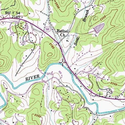 Topographic Map of Scott Branch, NC