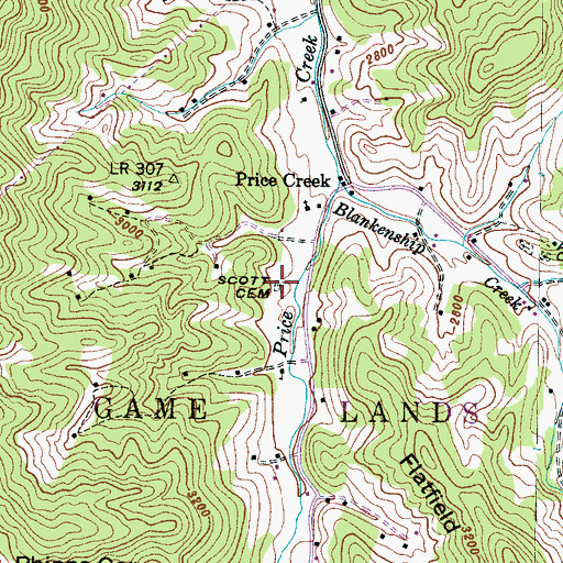 Topographic Map of Scott Cemetery, NC