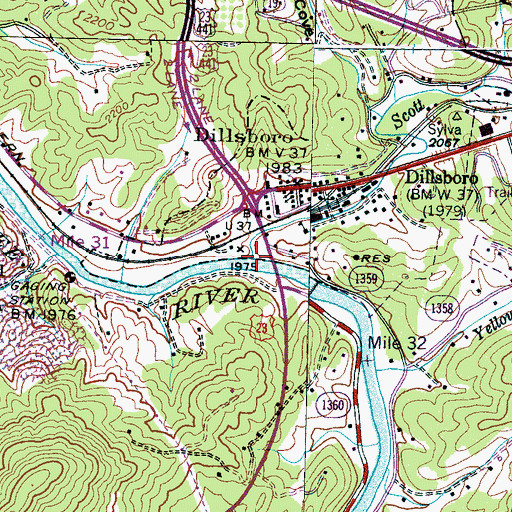 Topographic Map of Scott Creek, NC