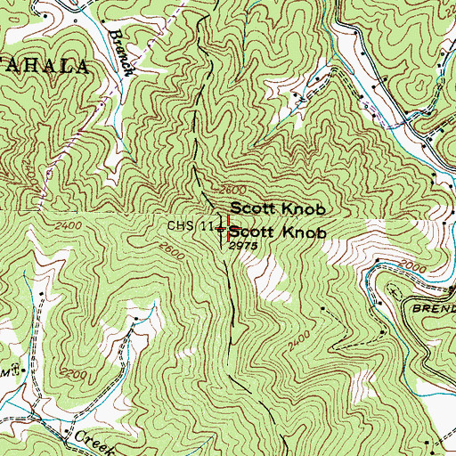 Topographic Map of Scott Knob, NC