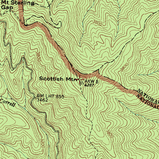 Topographic Map of Scottish Mount, NC