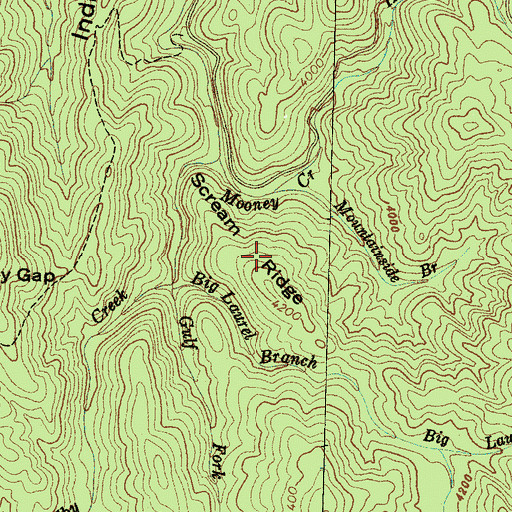 Topographic Map of Scream Ridge, NC
