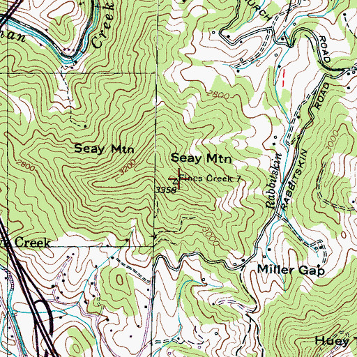 Topographic Map of Seay Mountain, NC