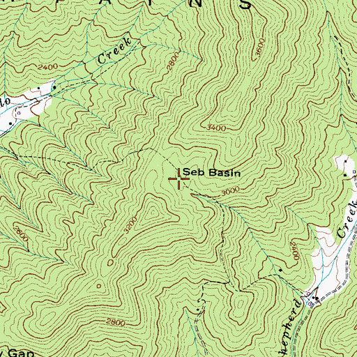 Topographic Map of Seb Basin, NC