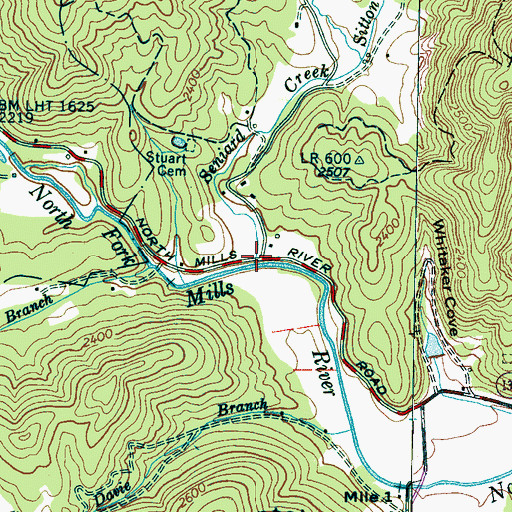 Topographic Map of Seniard Creek, NC