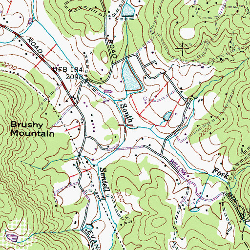 Topographic Map of Sentell Creek, NC