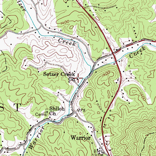 Topographic Map of Setzer Creek Church, NC
