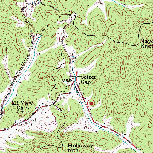 Topographic Map of Setzer Gap, NC