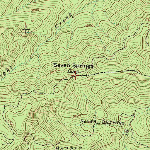 Topographic Map of Seven Springs Gap, NC