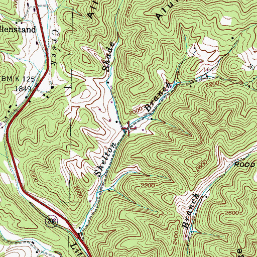 Topographic Map of Shade Branch, NC