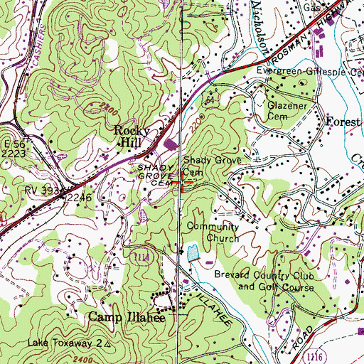 Topographic Map of Shady Grove Cemetery, NC