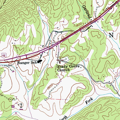 Topographic Map of Shady Grove Church, NC