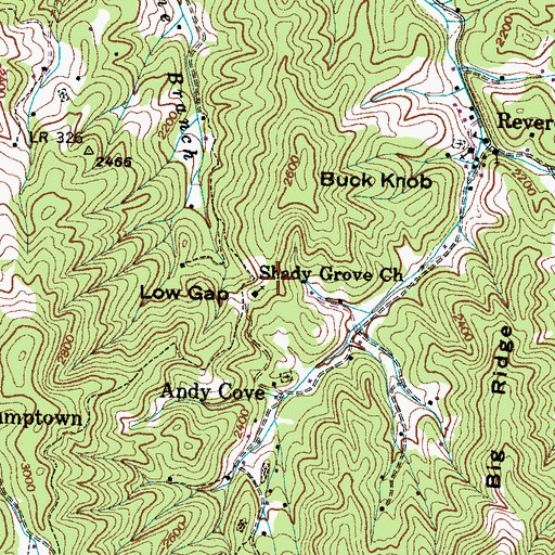 Topographic Map of Shady Grove Church, NC