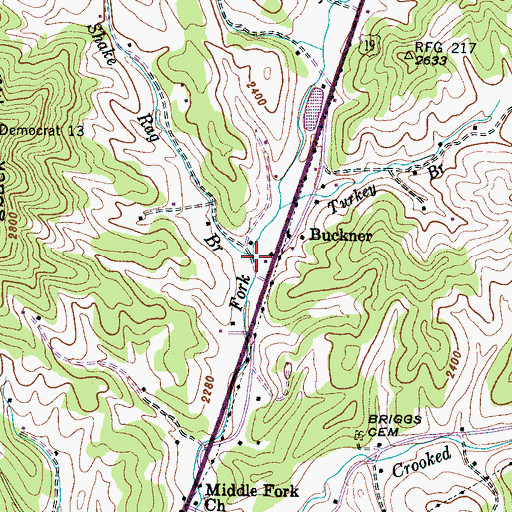 Topographic Map of Shake Rag Branch, NC