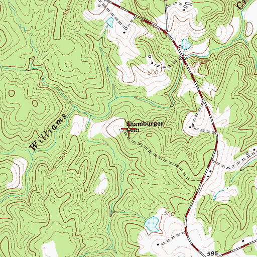 Topographic Map of Shamburger Cemetery, NC