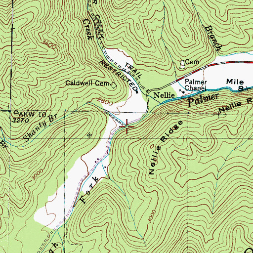 Topographic Map of Shanty Branch, NC