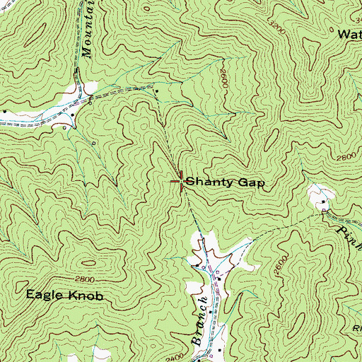 Topographic Map of Shanty Gap, NC