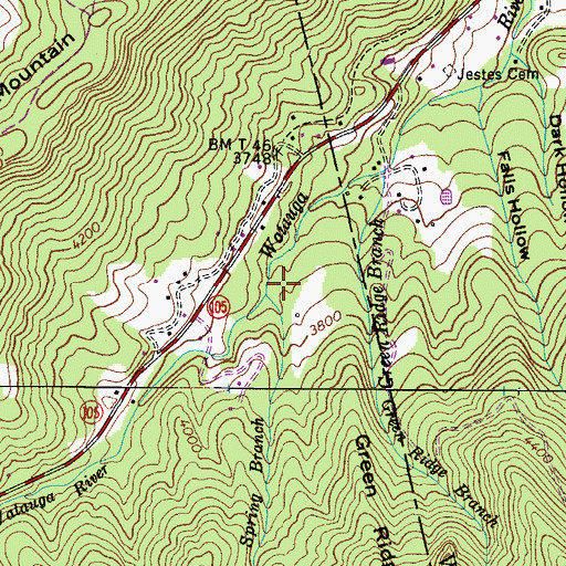 Topographic Map of Shanty Spring Branch, NC