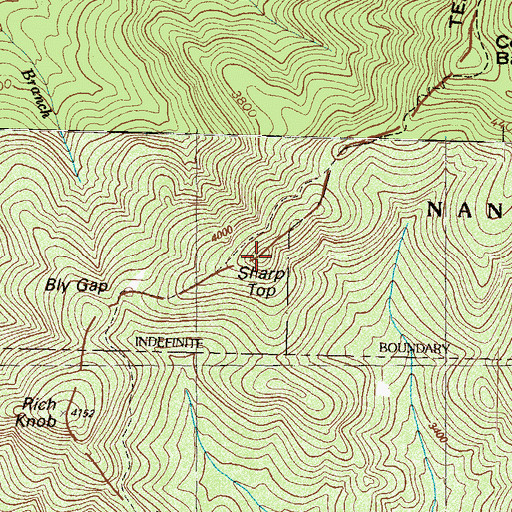 Topographic Map of Sharp Top, NC