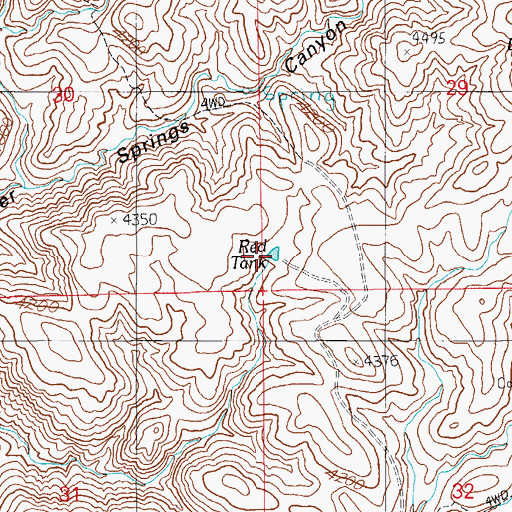 Topographic Map of Red Tank, AZ