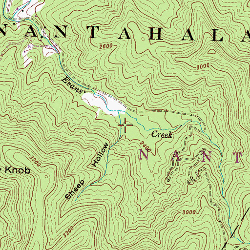 Topographic Map of Sheep Hollow, NC