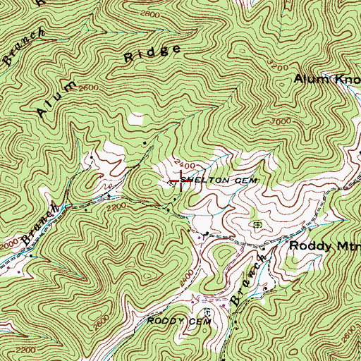 Topographic Map of Shelton Cemetery, NC