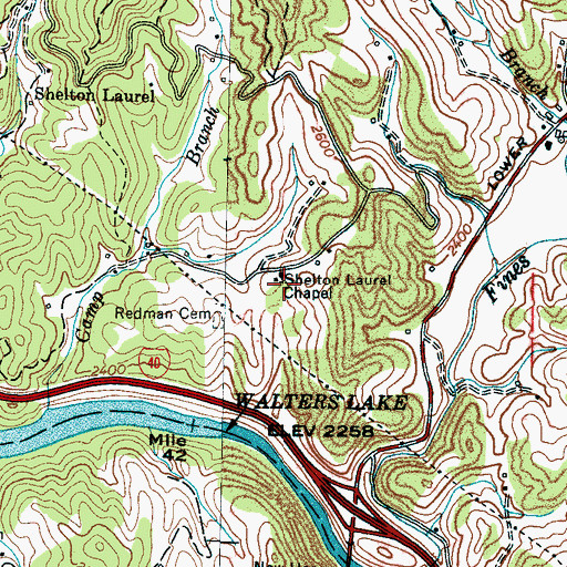 Topographic Map of Shelton Laurel Chapel, NC