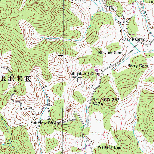 Topographic Map of Shepherd Cemetery, NC