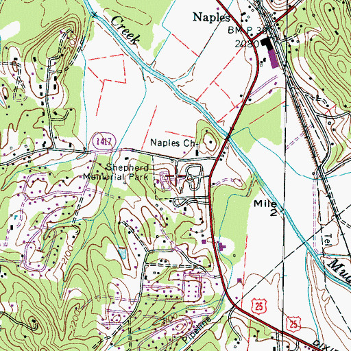 Topographic Map of Shepherd Memorial Park, NC