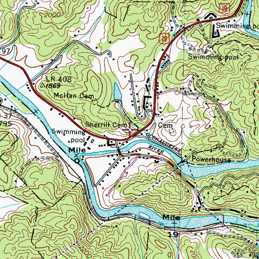 Topographic Map of Sherrill Cemetery, NC
