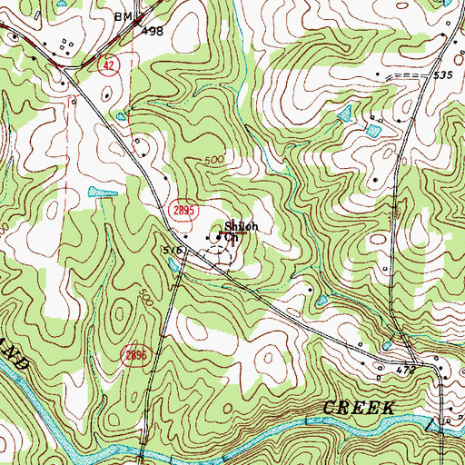Topographic Map of Shiloh Church, NC