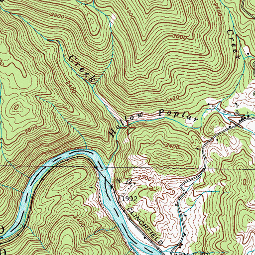 Topographic Map of Shinbone Creek, NC