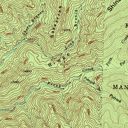 Topographic Map of Shinbone Ridge, NC
