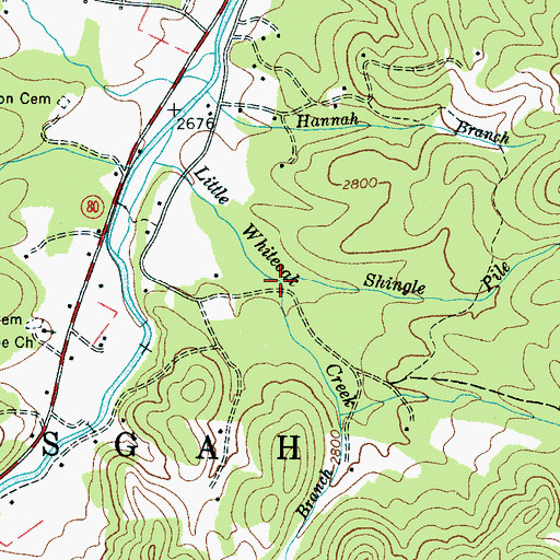 Topographic Map of Shingle Pile Creek, NC