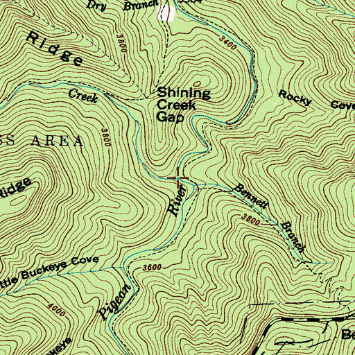 Topographic Map of Shining Creek, NC