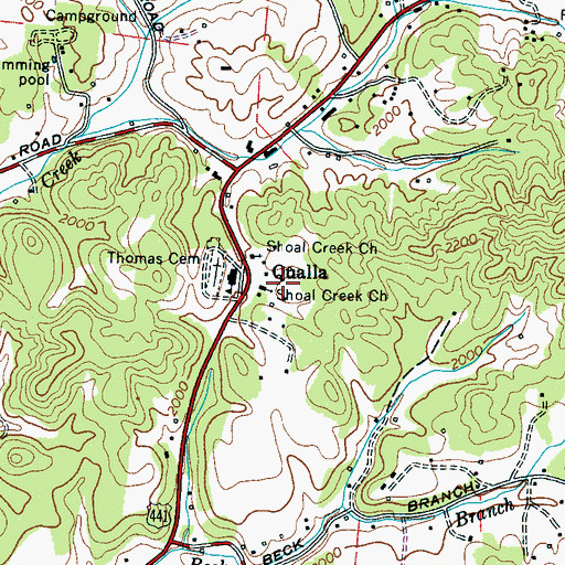 Topographic Map of Shoal Creek Church, NC