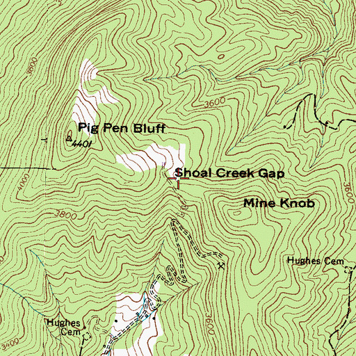 Topographic Map of Shoal Creek Gap, NC