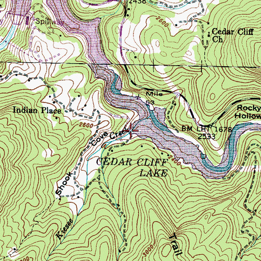 Topographic Map of Shook Cove, NC