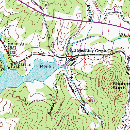 Topographic Map of Shooting Creek, NC