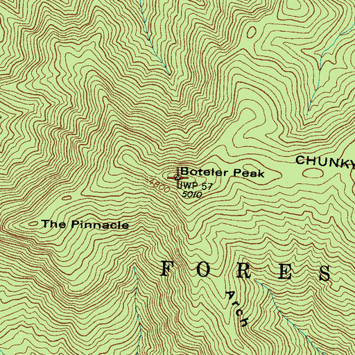 Topographic Map of Boteler Peak, NC