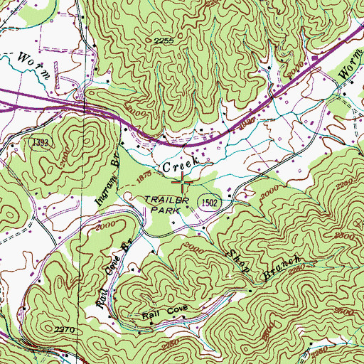 Topographic Map of Shop Branch, NC