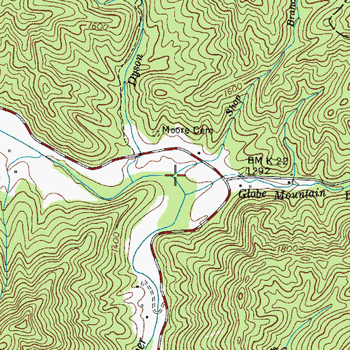 Topographic Map of Shop Branch, NC