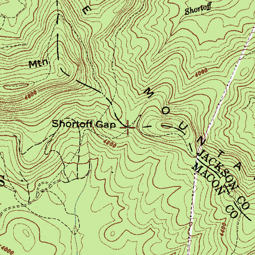 Topographic Map of Shortoff Gap, NC