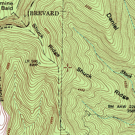 Topographic Map of Shuck Ridge, NC